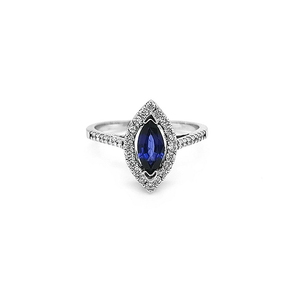 Goldring mit Saphir und Diamanten