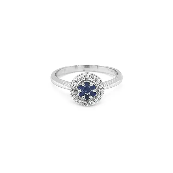 Goldring mit Saphir und Diamanten