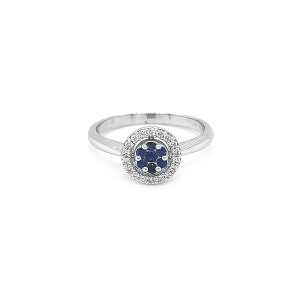 Goldring mit Saphir und Diamanten