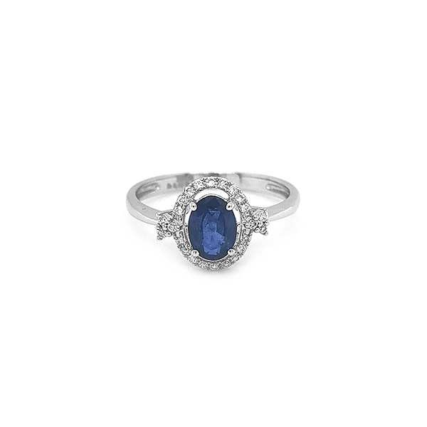 Goldring mit Saphir und Diamanten