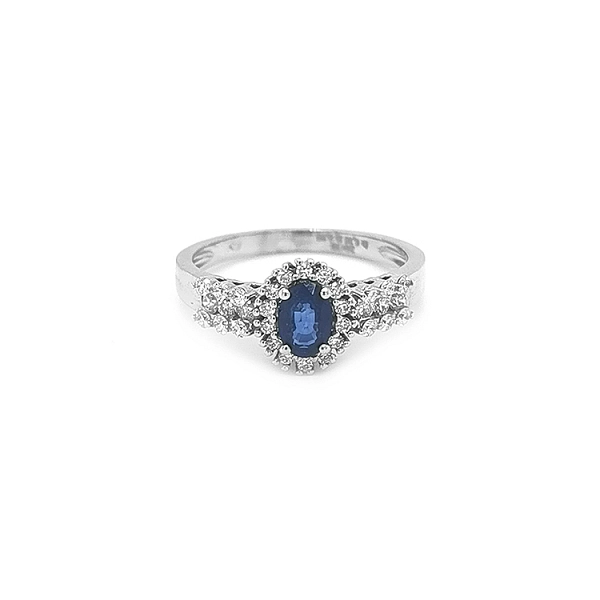 Goldring mit Saphir und Diamanten