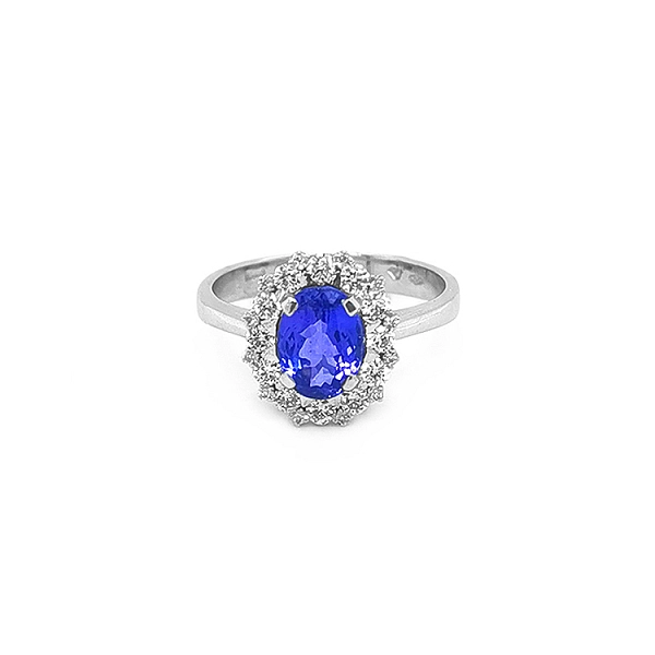 Goldring mit Saphir und Diamanten