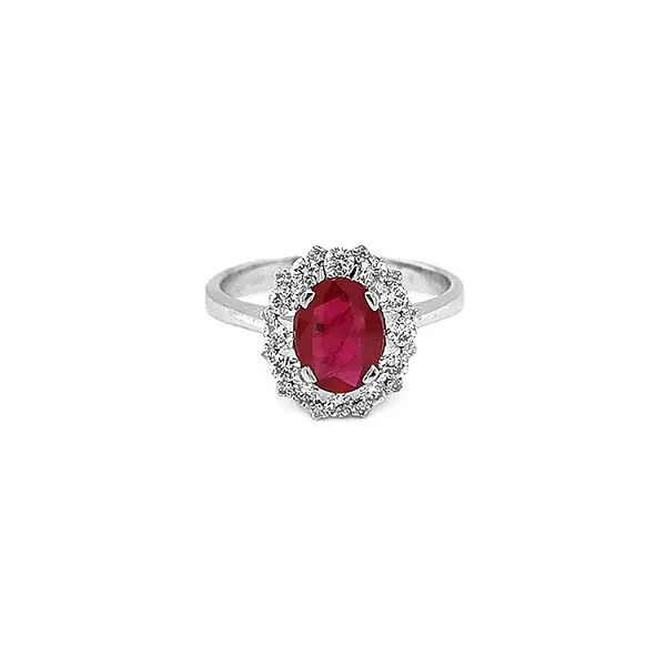 Goldring mit Rubin und Diamanten