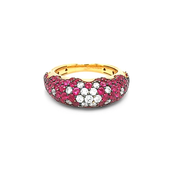 Goldring mit Rubinen und Diamanten