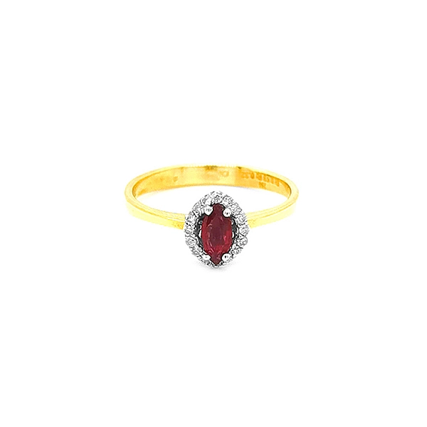Goldring mit Rubin und Diamanten