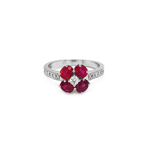 Goldring mit Rubinen und Diamanten