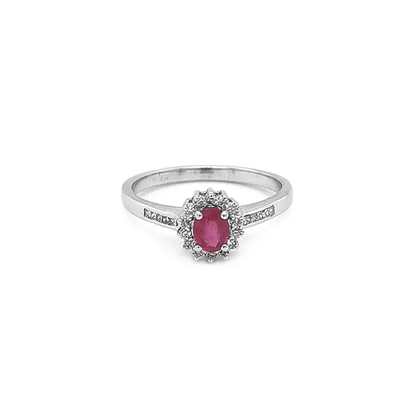 Goldring mit Rubin und Diamanten