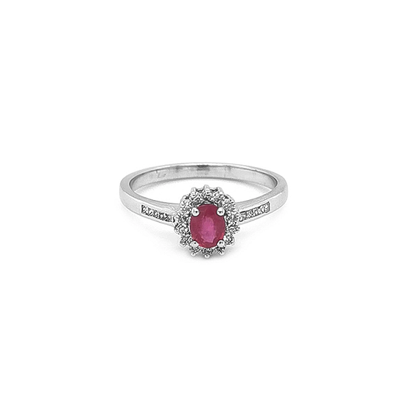 Goldring mit Rubin und Diamanten