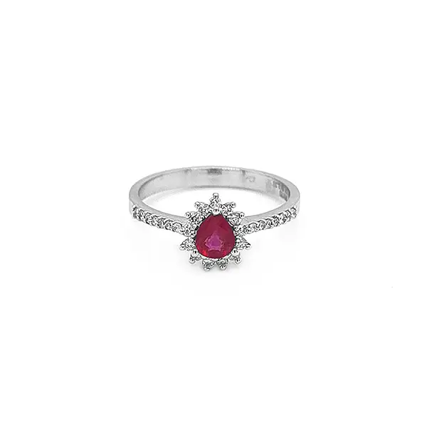 Goldring mit Rubin und Diamanten