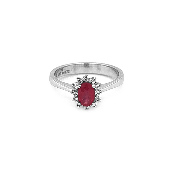Goldring mit Rubin und Diamanten