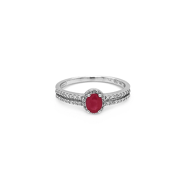 Goldring mit Rubin und Diamanten