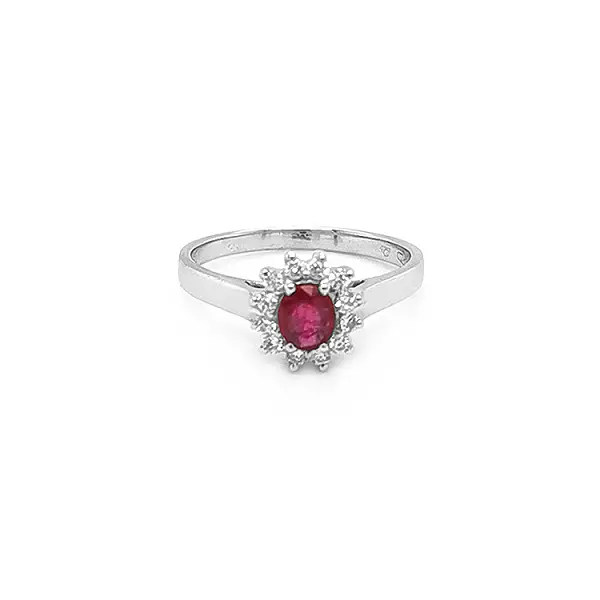 Goldring mit Rubin und Diamanten