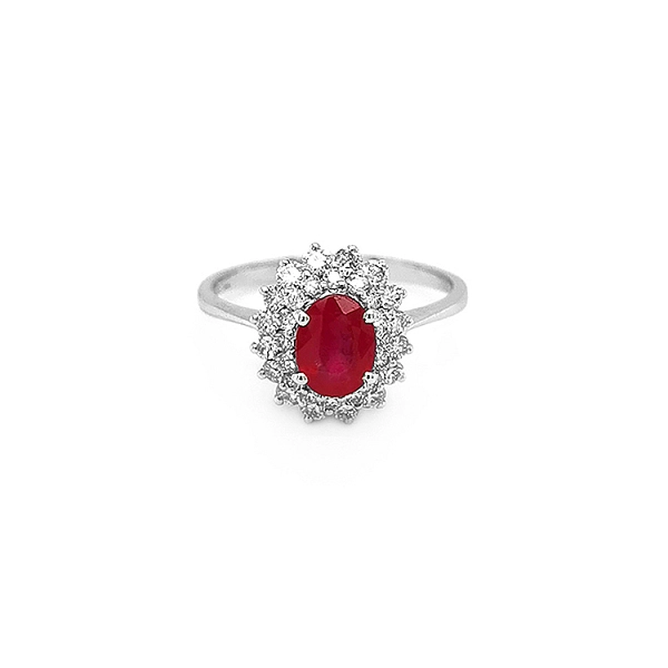 Goldring mit Rubin und Diamanten