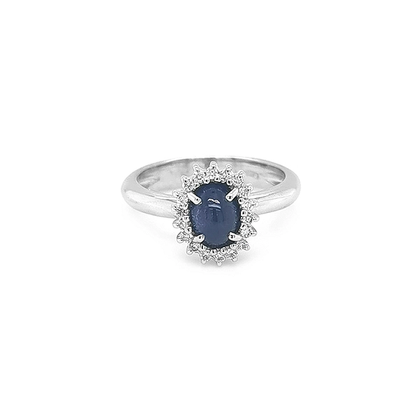 Goldring mit Saphir und Diamanten