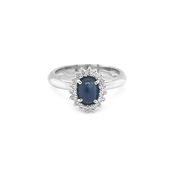 Goldring mit Saphir und Diamanten