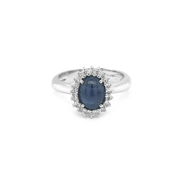 Goldring mit Saphir und Diamanten
