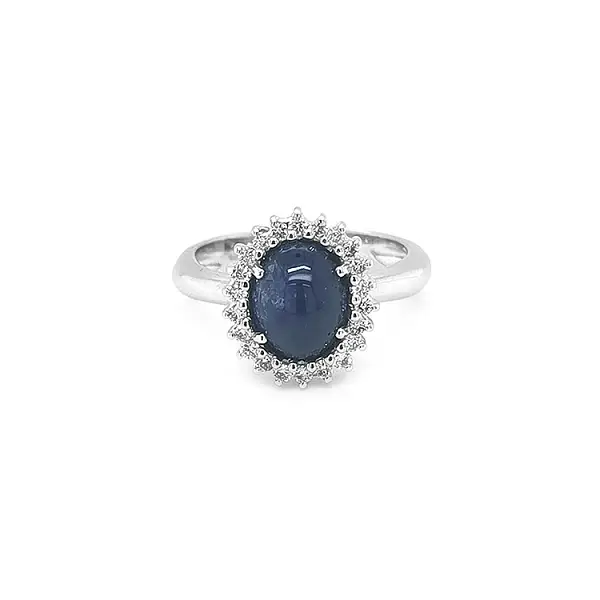 Goldring mit Saphir und Diamanten