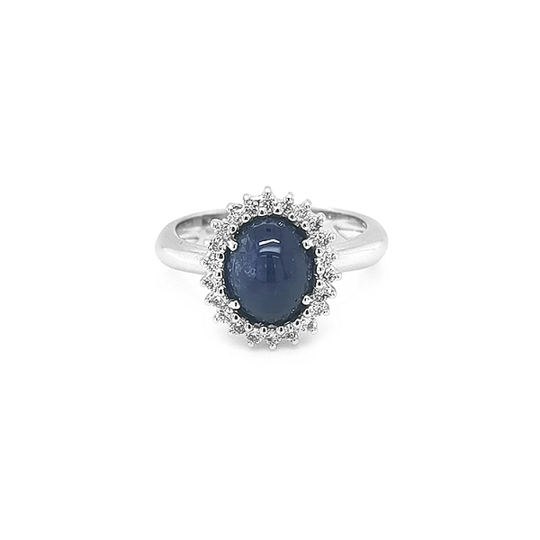 Goldring mit Saphir und Diamanten