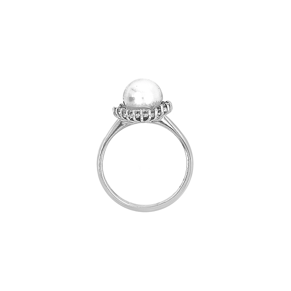 Goldring mit Naturperle und Diamanten
