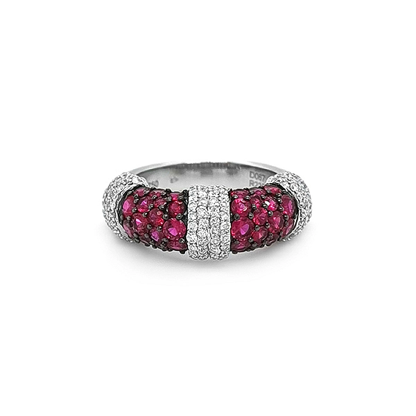 Goldring mit Rubinen und Diamanten