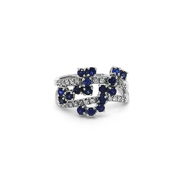 Goldring mit Saphiren und Diamanten