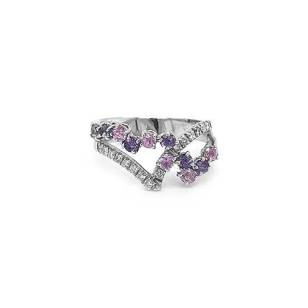Goldring mit rosa Saphiren und Diamanten