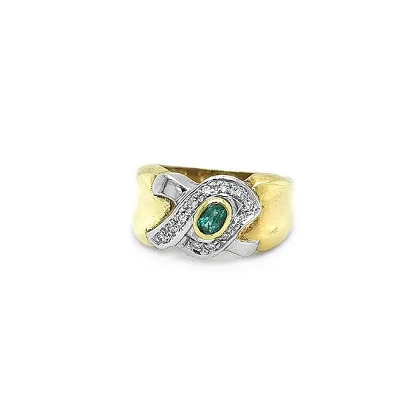 Goldring mit Smaragd und Diamanten