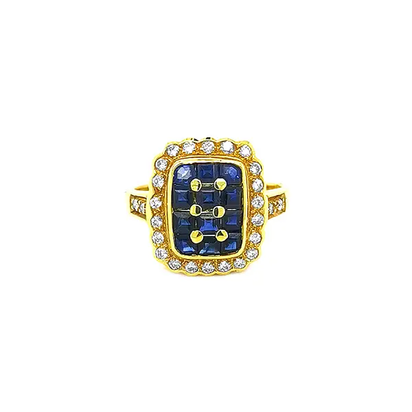 Goldring mit Saphiren und Diamanten