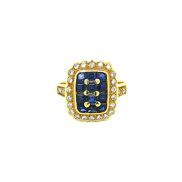 Goldring mit Saphiren und Diamanten