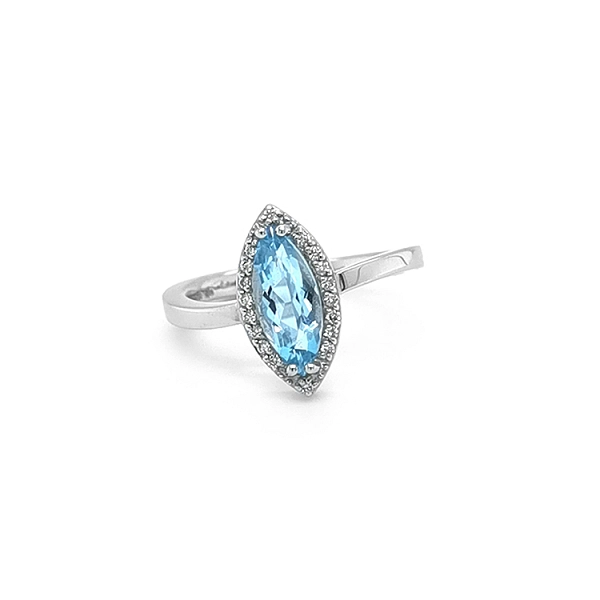 Goldring mit Blautopas und Diamanten