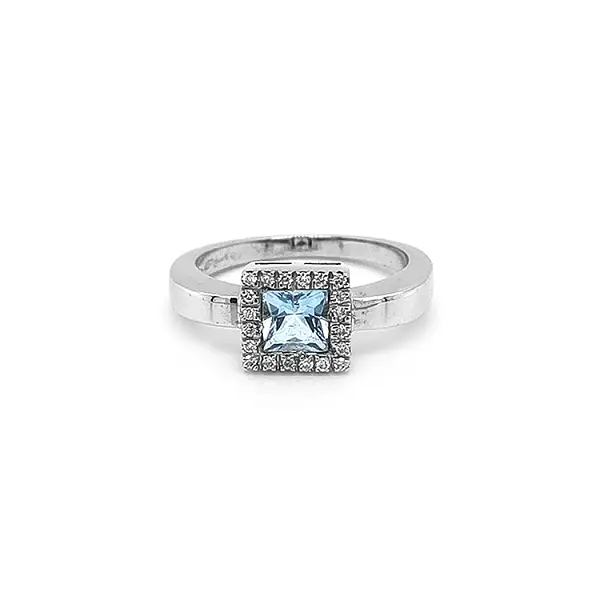 Goldring mit Blautopas und Diamanten