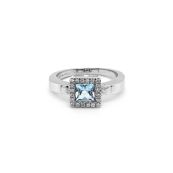 Goldring mit Blautopas und Diamanten