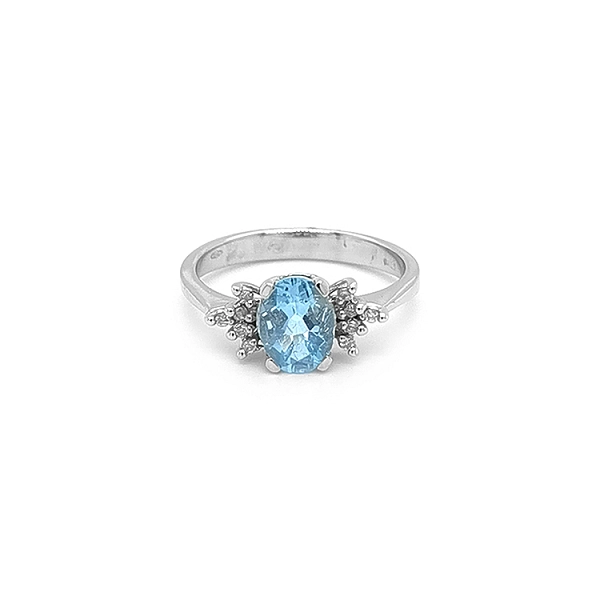 Goldring mit Aquamarin und Diamanten