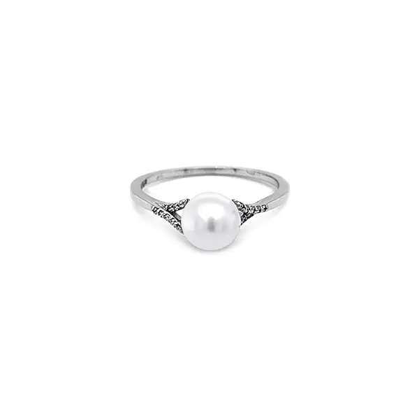 Goldring mit Naturperle und Diamanten