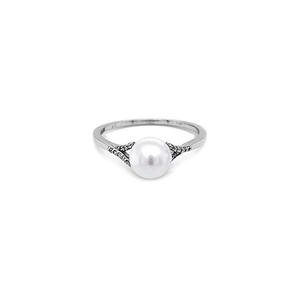 Goldring mit Naturperle und Diamanten