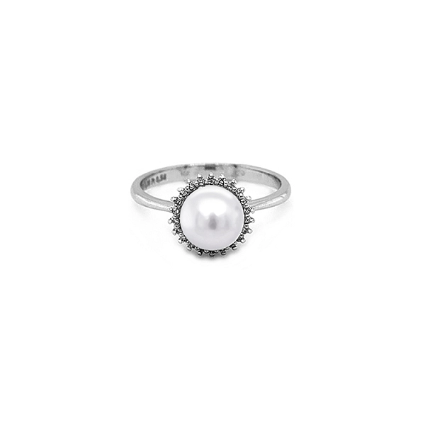 Goldring mit Naturperle und Diamanten