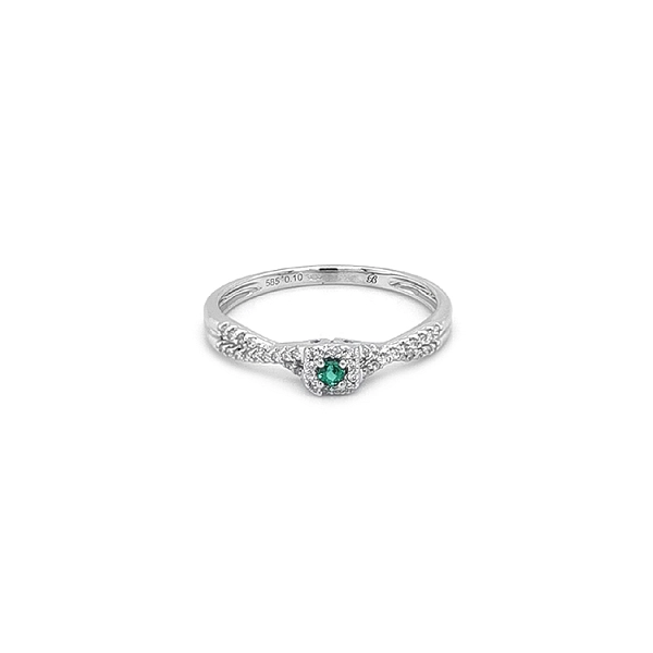 Smaragdring mit Diamanten aus Weißgold