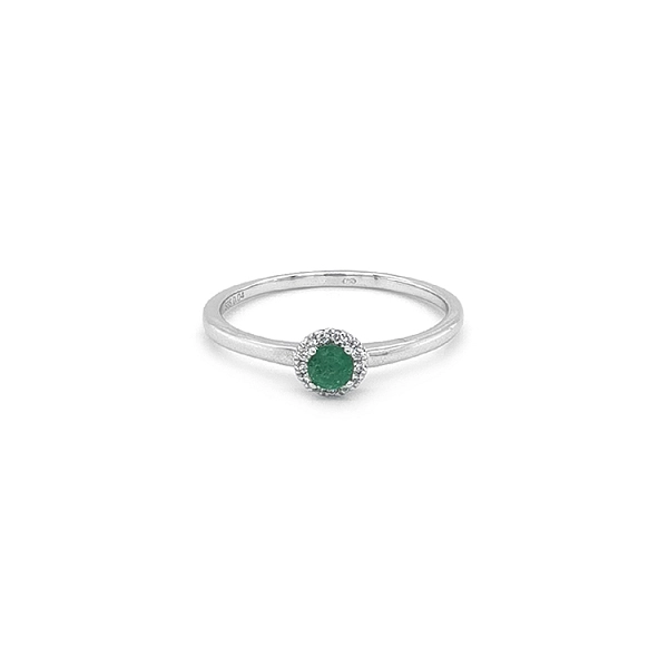 Smaragdring mit Diamanten aus Weißgold