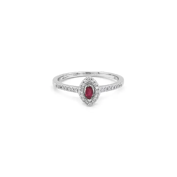 Rubinring mit Diamanten aus Weißgold