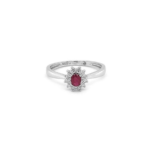 Rubinring mit Diamanten aus Weißgold