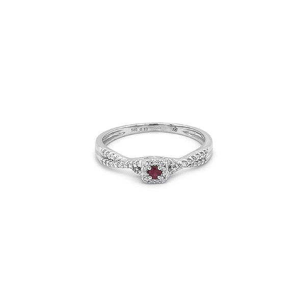 Rubinring mit Diamanten aus Weißgold
