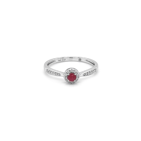 Rubinring mit Diamanten aus Weißgold