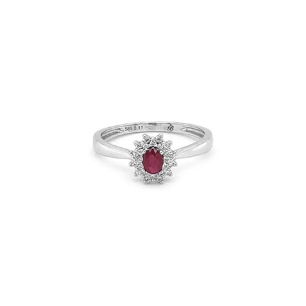 Rubinring mit Diamanten aus Weißgold
