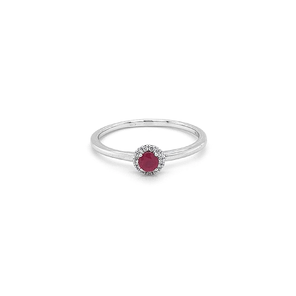 Rubinring mit Diamanten aus Weißgold