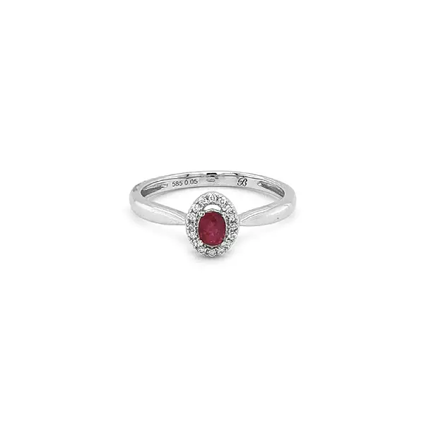Rubinring mit Diamanten aus Weißgold