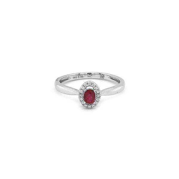 Rubinring mit Diamanten aus Weißgold