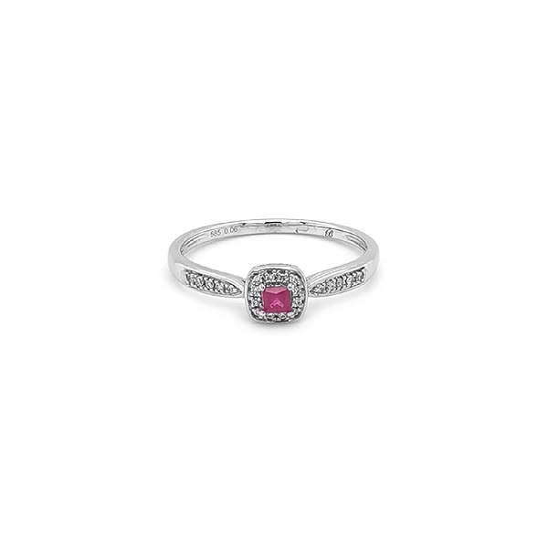 Rubinring mit Diamanten aus Weißgold
