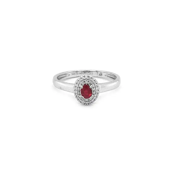 Rubinring mit Diamanten aus Weißgold