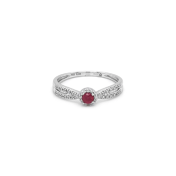 Rubin prtsen mit Weißgold Diamanten
