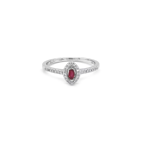 Rubinring mit Diamanten aus Weißgold